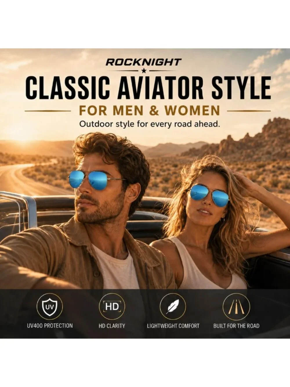 Polarized Aviator Sunglasses for Men & Women | UV400 Protection, Adjustable Nose